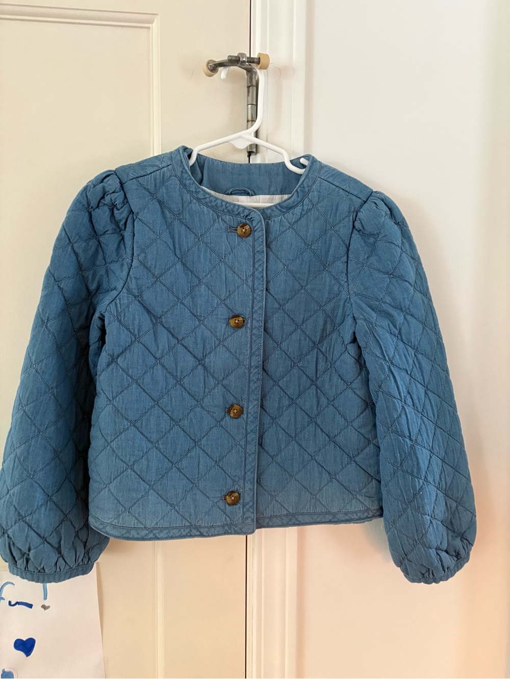 Janie and Jack Quilted Blue Puff-Sleeve Jacket
